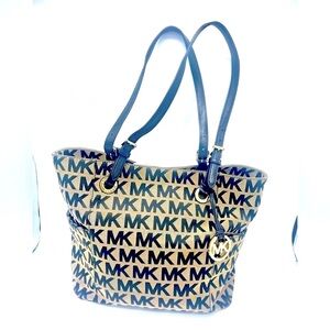 MICHAEL KORS MONOGRAM  SIGNATURE JACQUARD NORTH SOUTH PURSE